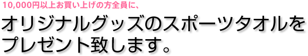 10,000円以上お買い上げのお客様には、オリジナルグッズのスポーツタオルをにプレゼント致します!!